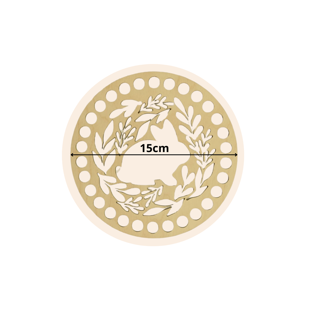 Fondo per cestino all'uncinetto in legno – Pasqua Ø 15 cm design pasquale #2 per handmade