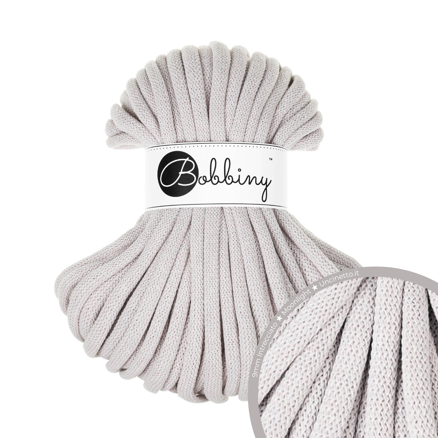 30 Metri - Bobbiny Intrecciato 9mm JUMBO - Moonlight (Chiaro di Luna)