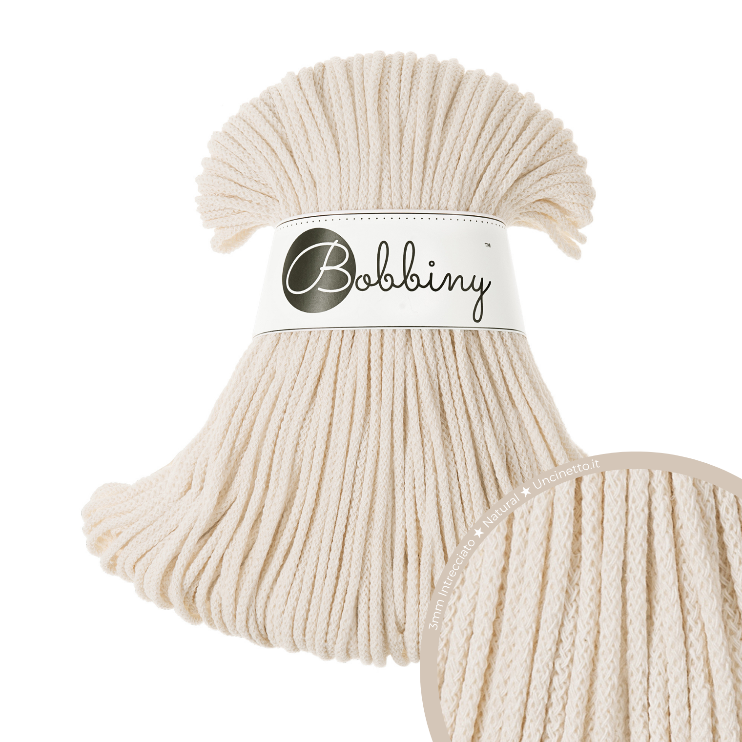 Bobbiny Intrecciato (Braided) 3mm JUNIOR - 100m