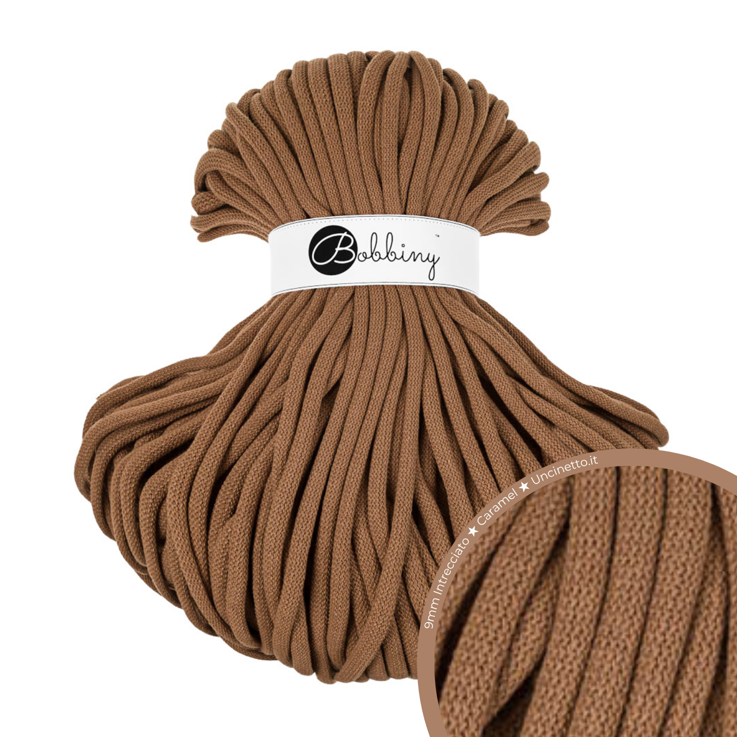 Bobbiny Intrecciato 9mm JUMBO - Caramel (Caramello)