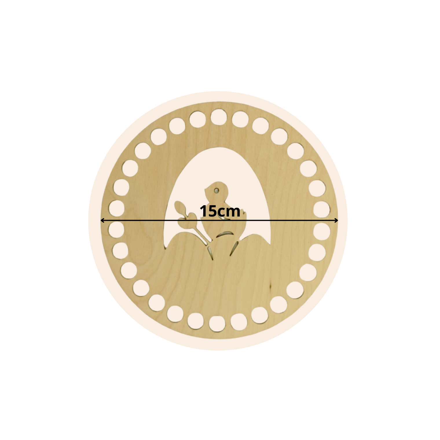 Fondo per cestino all'uncinetto in legno – Pasqua Ø 15 cm design pasquale #3 per decorazioni handmade