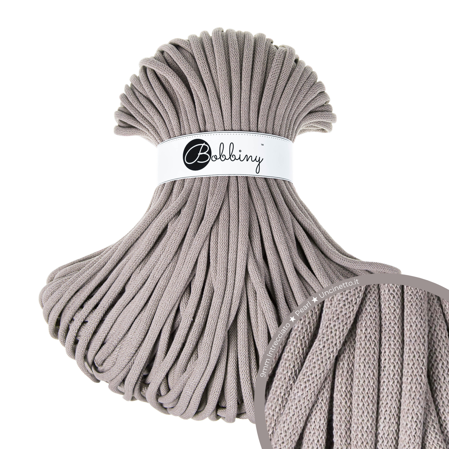 Bobbiny Intrecciato 9mm JUMBO - Pearl (Perla)