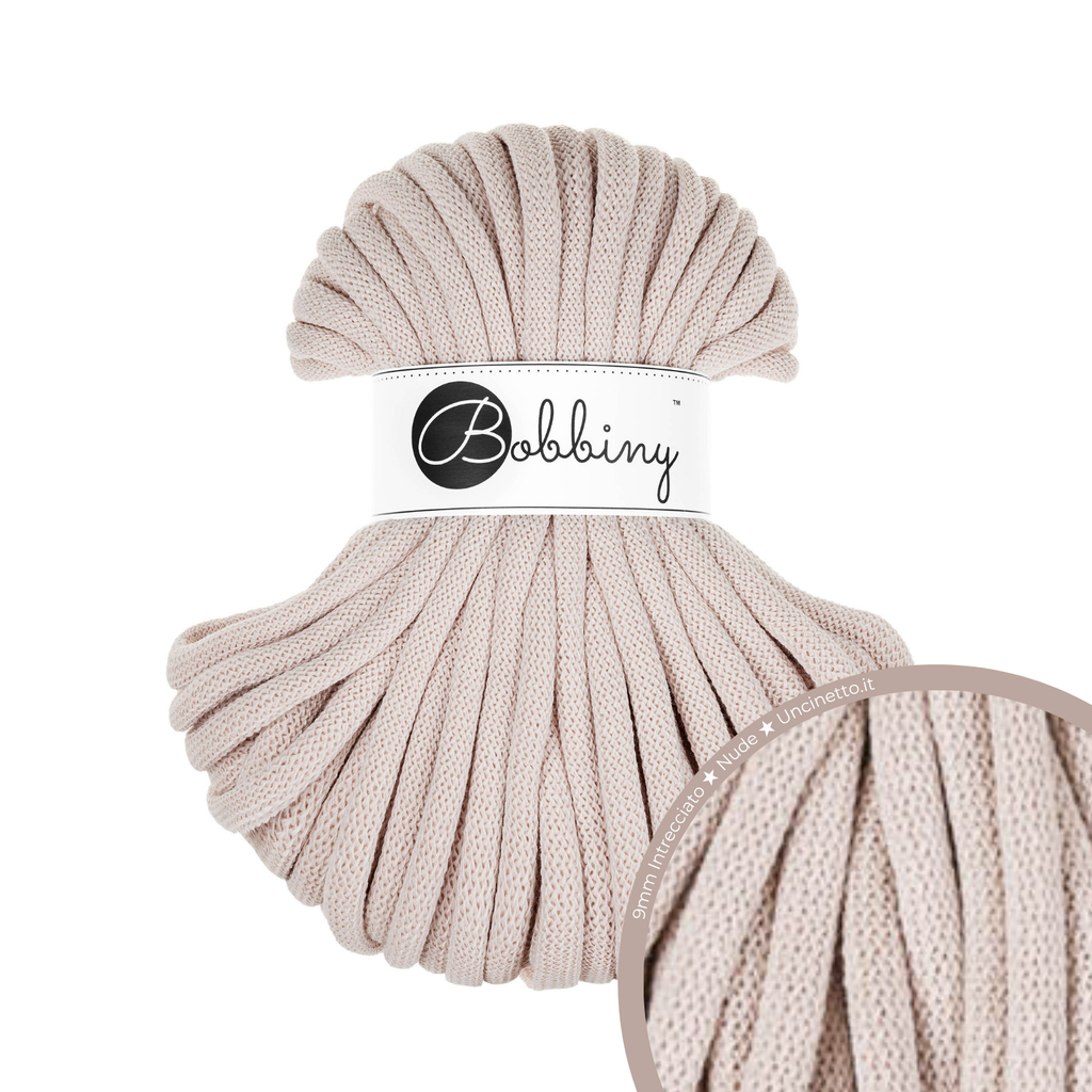 30 Metri - Bobbiny Intrecciato 9mm JUMBO - Nude (Nudo)