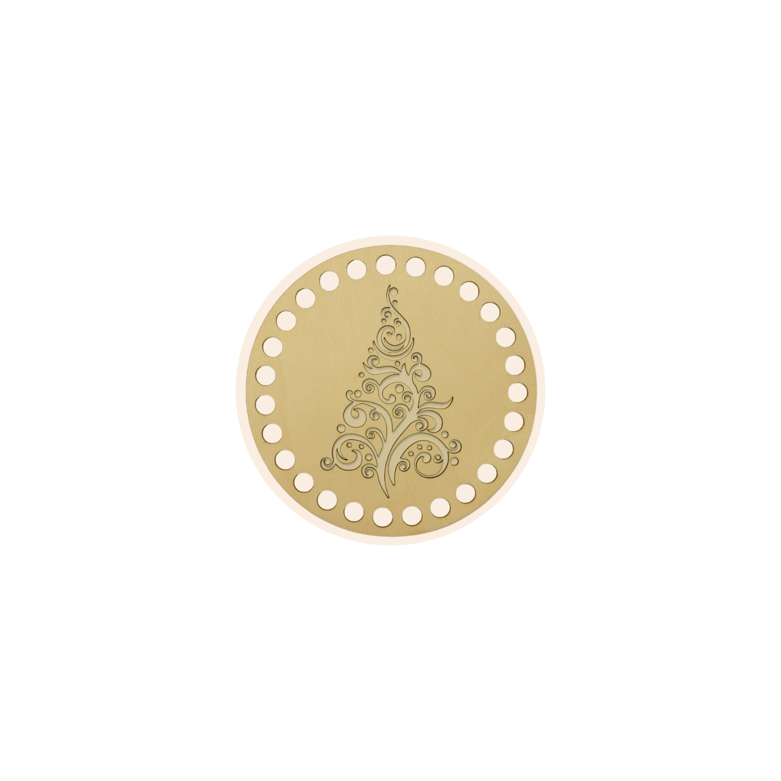 Fondo per cestino all'uncinetto in legno – Albero di Natale Ø 15 cm per decorazioni handmade