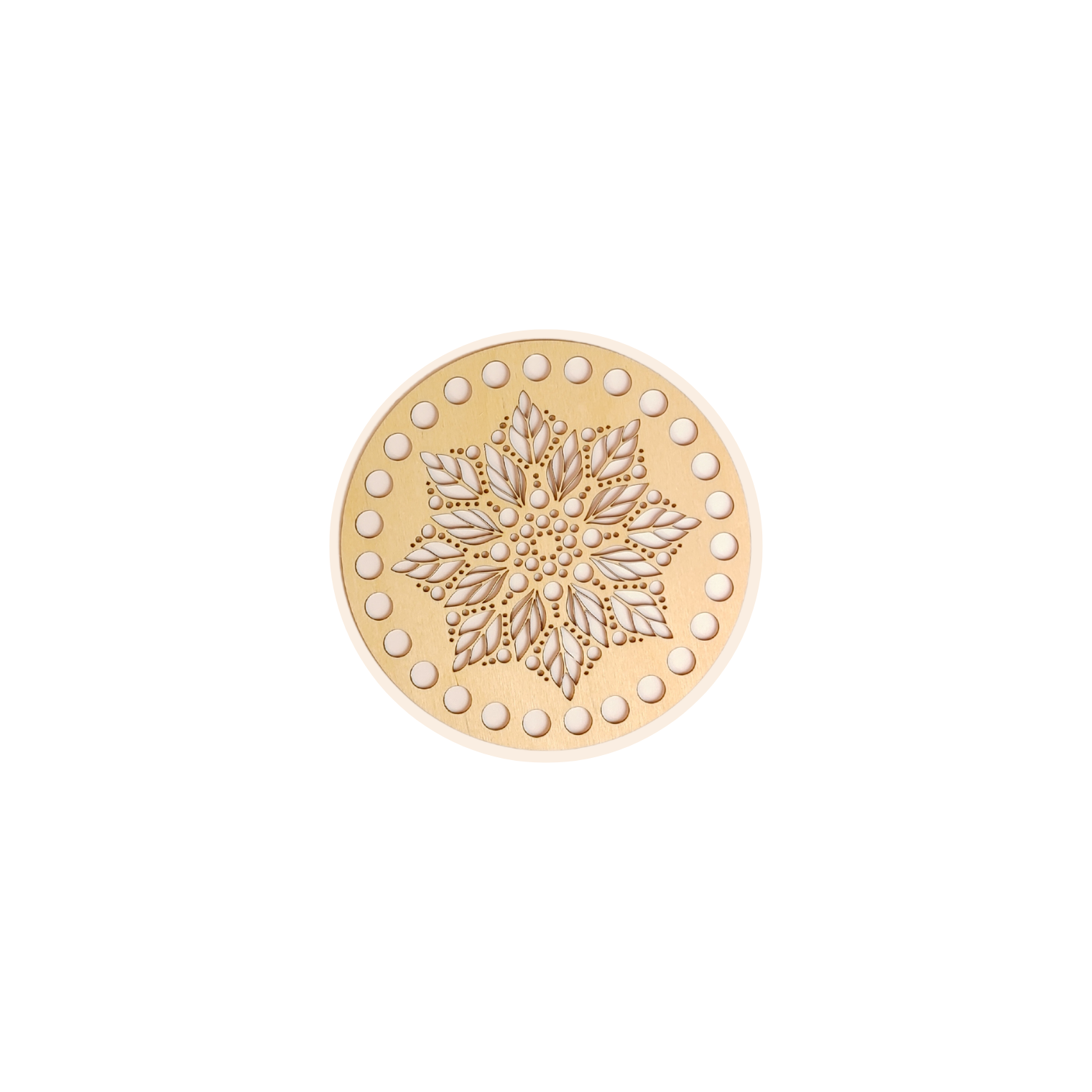 Fondo per cestino all'uncinetto in legno – Design traforato Ø 15 cm per cestini handmade