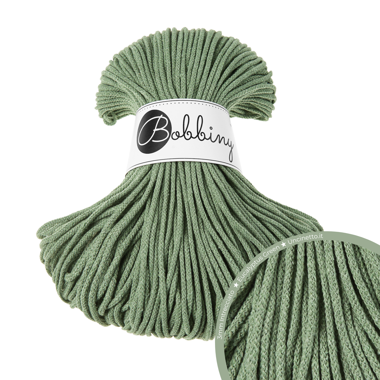 Bobbiny Intrecciato 3mm JUNIOR - Eucalyptus Green (Verde Eucalipto)