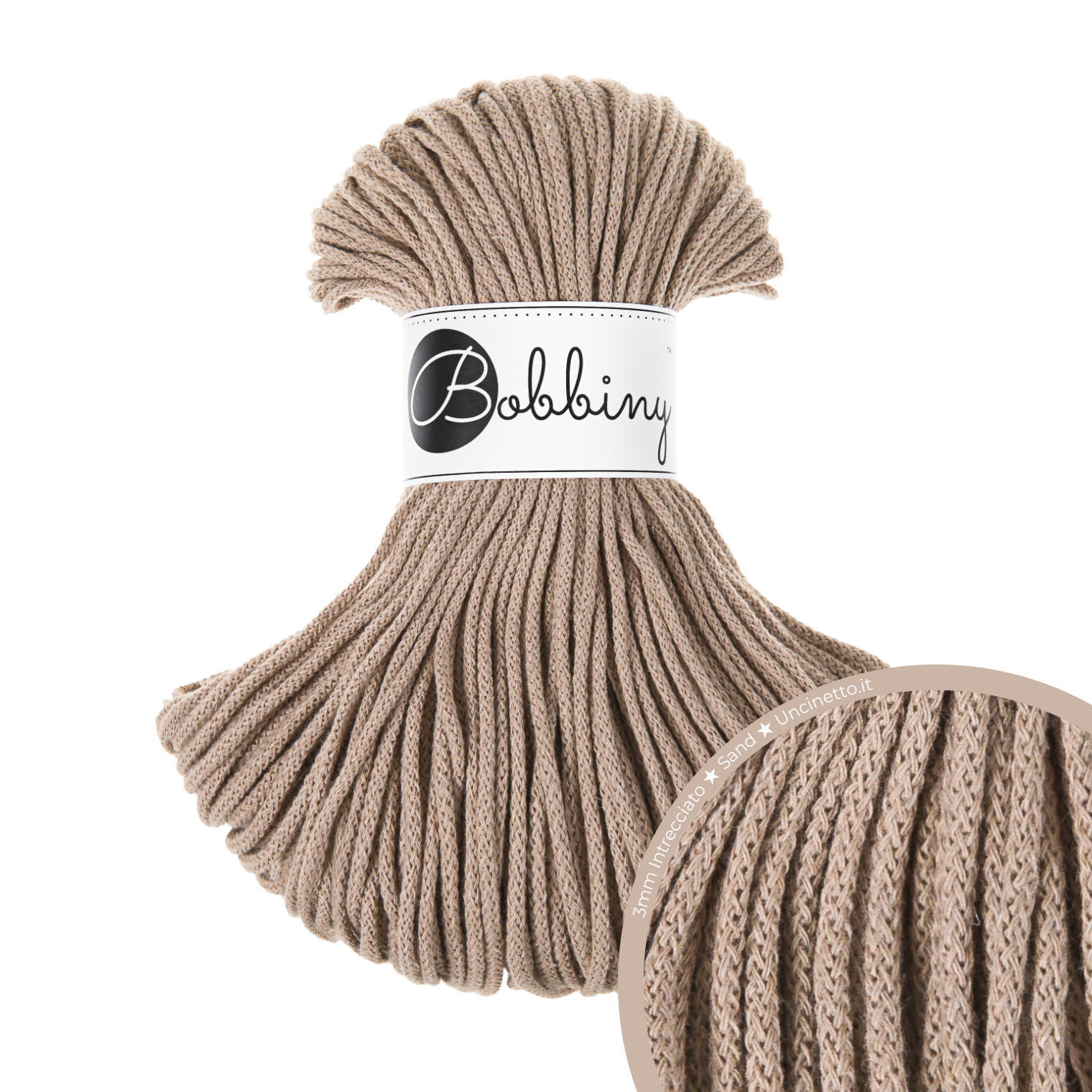 Bobbiny Intrecciato 3mm JUNIOR - Sand (Sabbia)