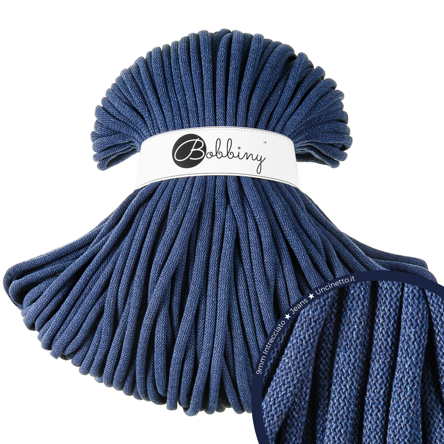 Bobbiny Intrecciato 9mm JUMBO - Jeans (Blu Jeans)