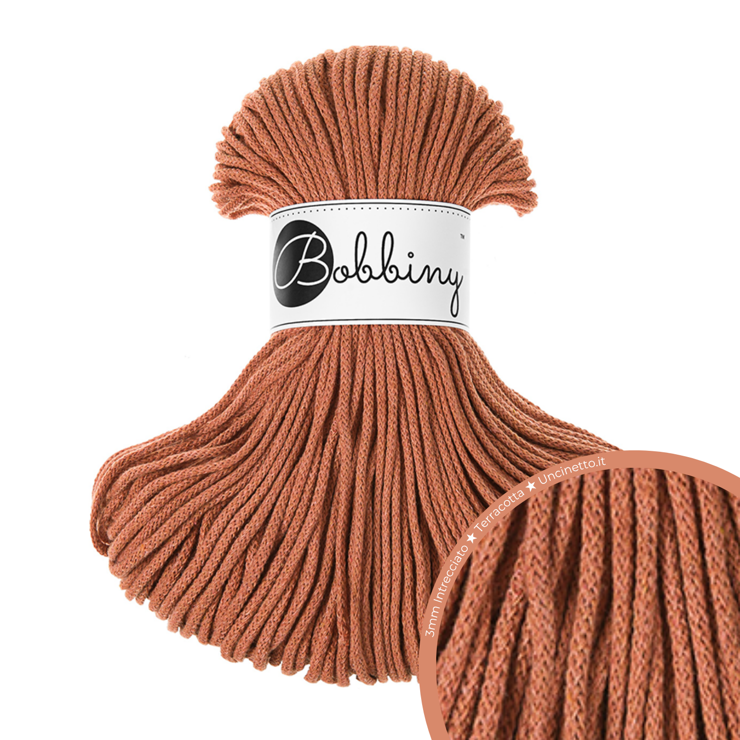 Bobbiny Intrecciato 3mm JUNIOR - Terracotta (Terracotta)
