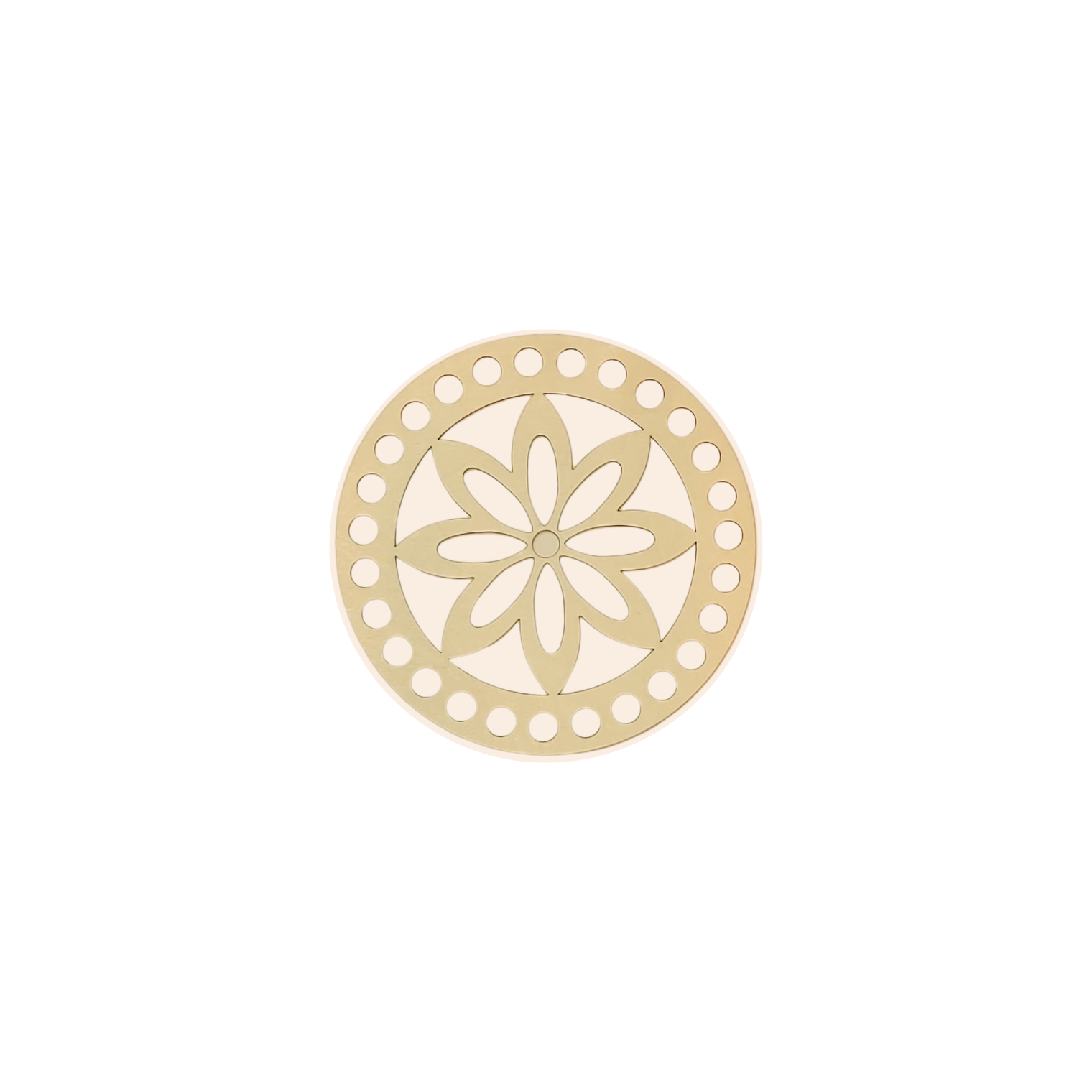Fondo per cestino all'uncinetto in legno – Fiore Ø 15 cm per cestini e decorazioni handmade