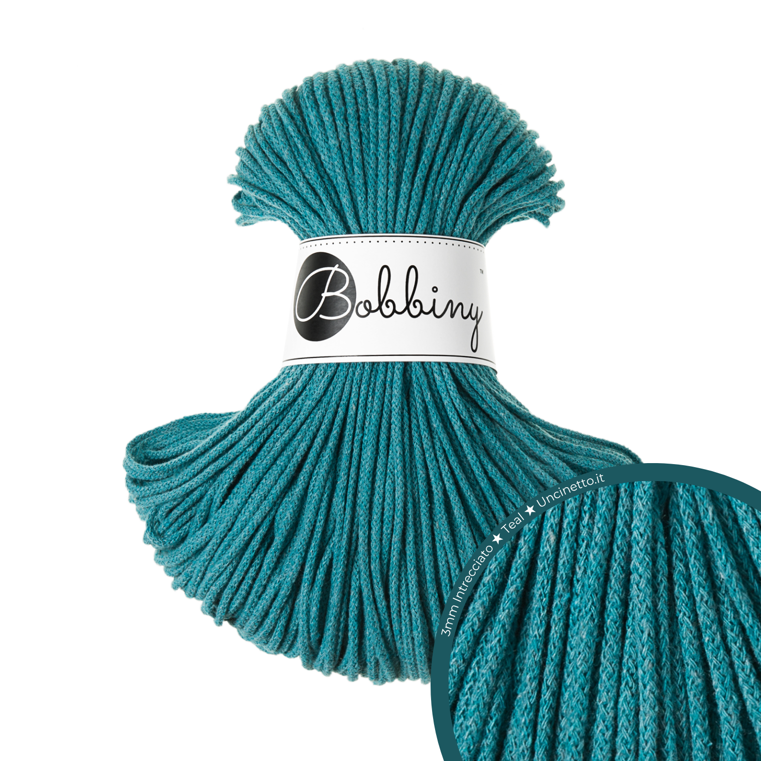 Bobbiny Intrecciato 3mm JUNIOR - Teal (Verde Petrolio)