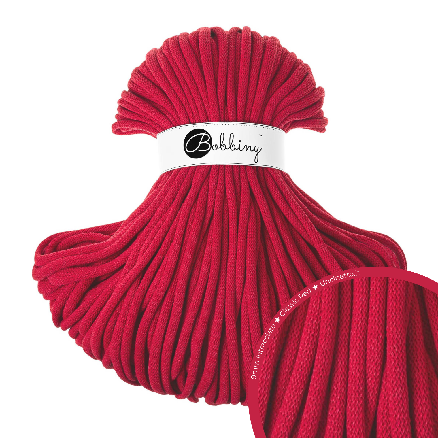 Bobbiny Intrecciato 9mm JUMBO - Classic Red (Rosso Classico)