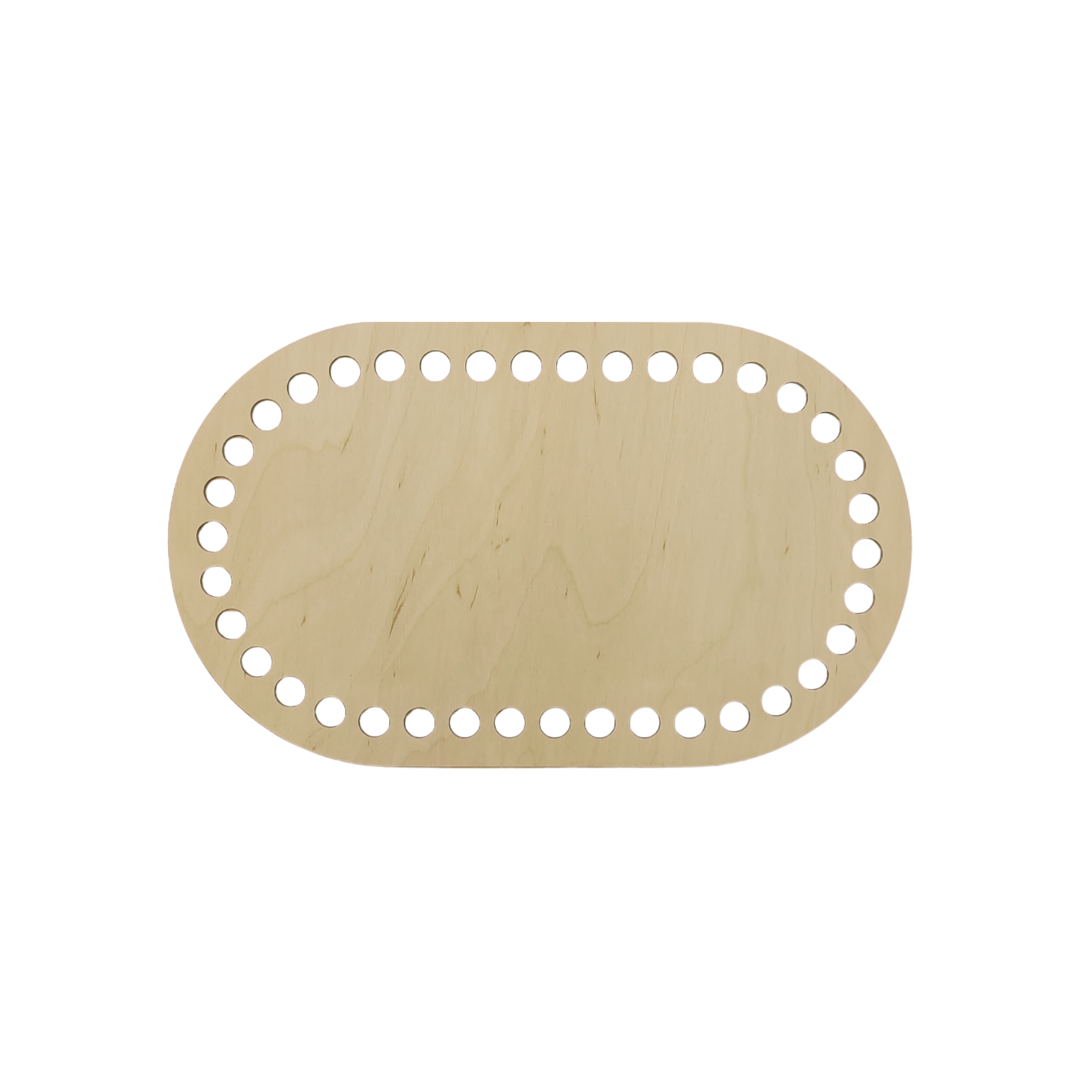 Fondo per cestino all'uncinetto ovale in legno 25x15 cm per organizer e cestini handmade