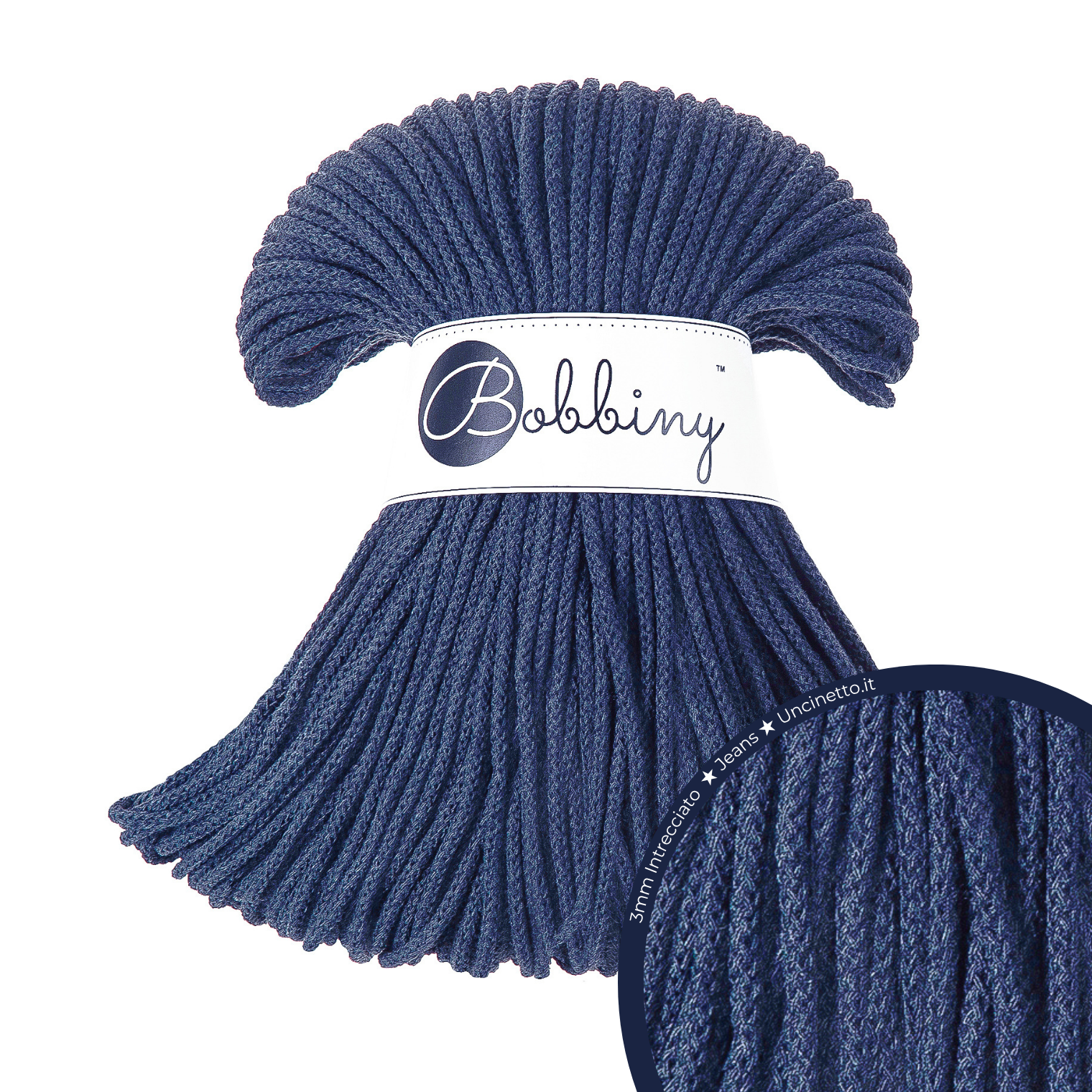 Bobbiny Intrecciato (Braided) 3mm JUNIOR - 100m