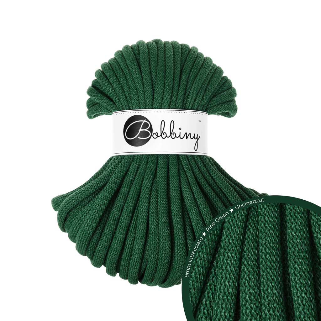 30 Metri - Bobbiny Intrecciato 9mm JUMBO - Pine Green (Verde Pino)