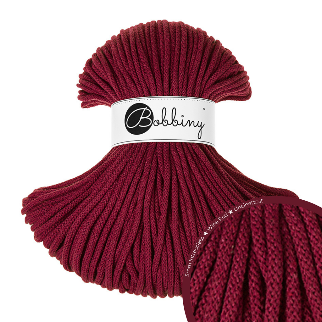 Bobbiny Intrecciato 5mm PREMIUM - Wine Red (Rosso Vino)