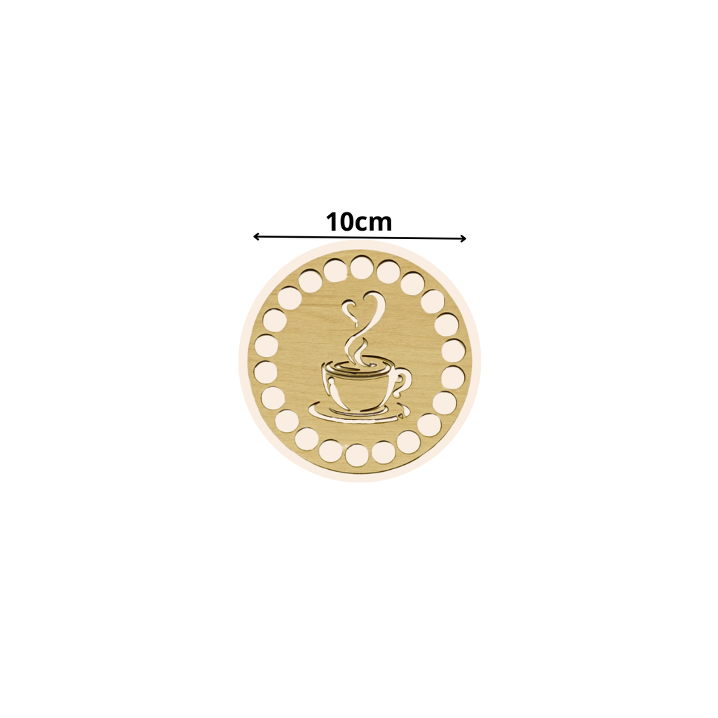 Fondo per cestino all'uncinetto in legno – Caffè Ø 10 cm per mini cestini e decorazioni handmade