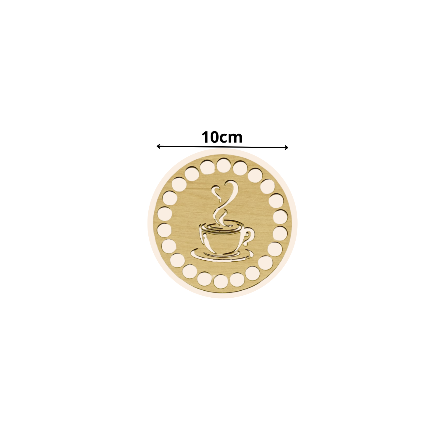 Fondo per cestino all'uncinetto in legno – Caffè Ø 10 cm per mini cestini e decorazioni handmade