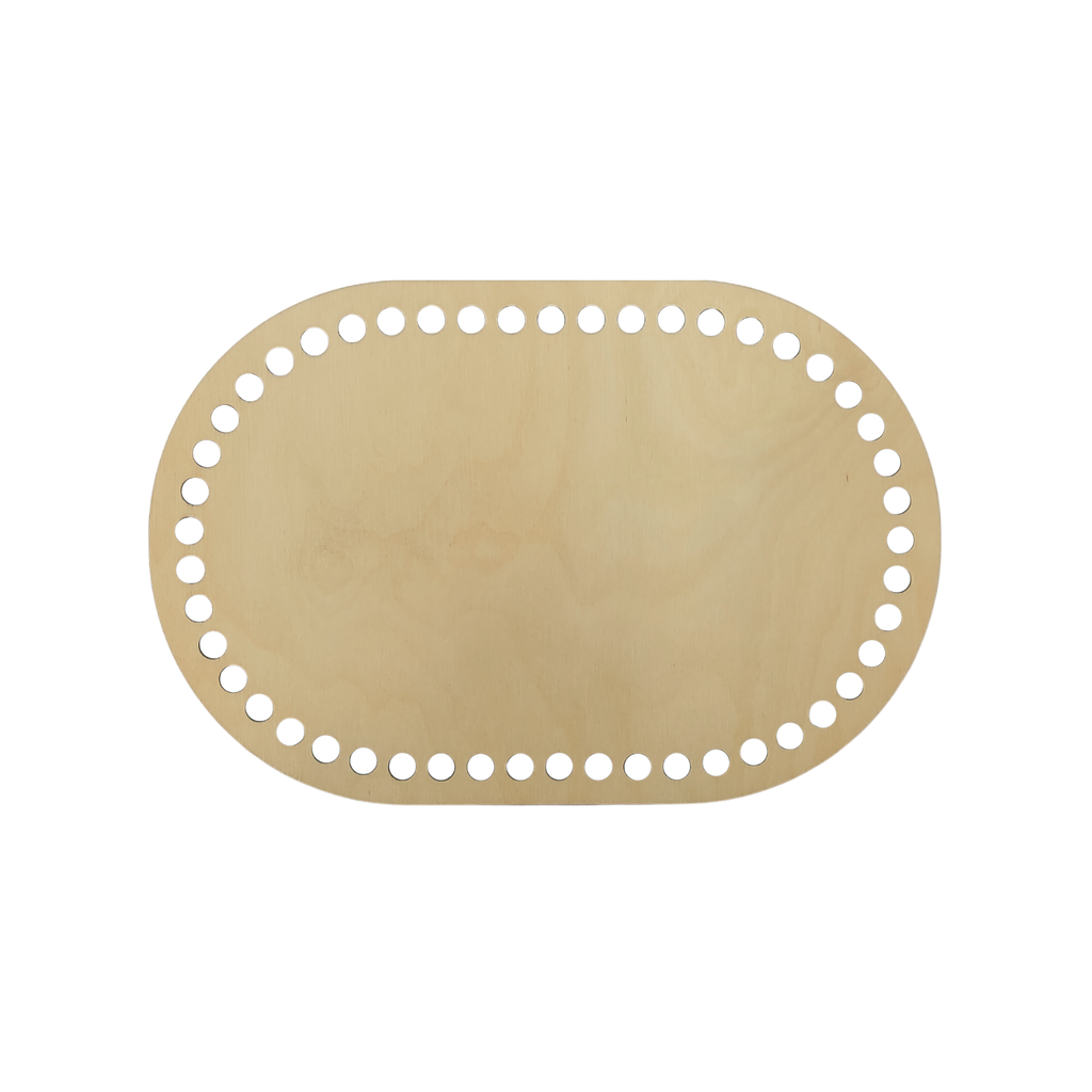 Fondo per cestino all'uncinetto ovale in legno 30x20 cm per grandi cestini handmade