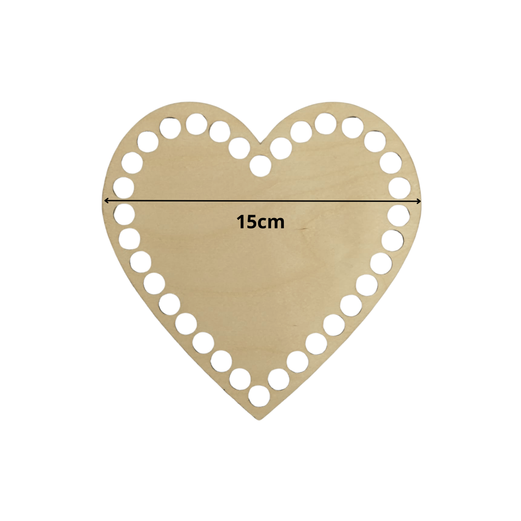 Fondo per cestino all'uncinetto in legno – Cuore Ø 15 cm per cestini e regali handmade