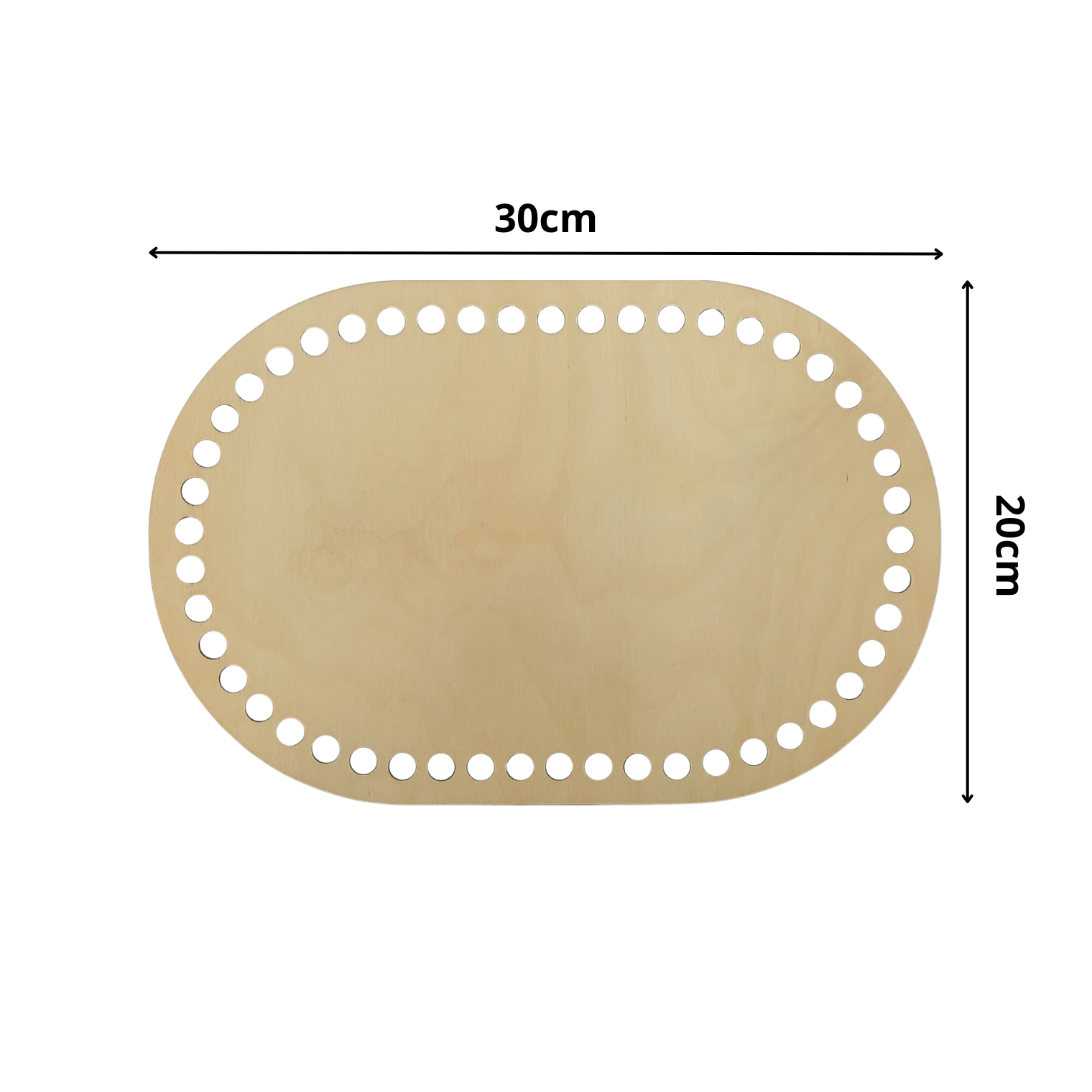 Fondo per cestino all'uncinetto ovale in legno 30x20 cm per grandi cestini handmade