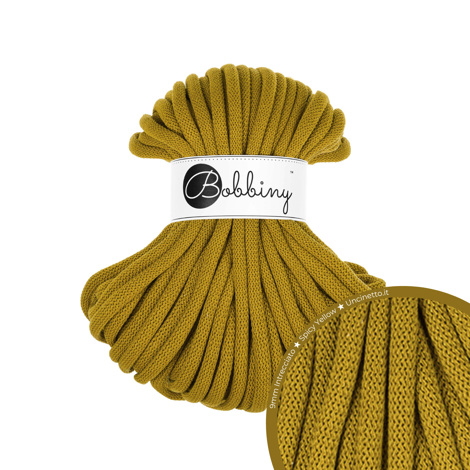 30 Metri - Bobbiny Intrecciato 9mm JUMBO - Spicy Yellow (Giallo Piccante)