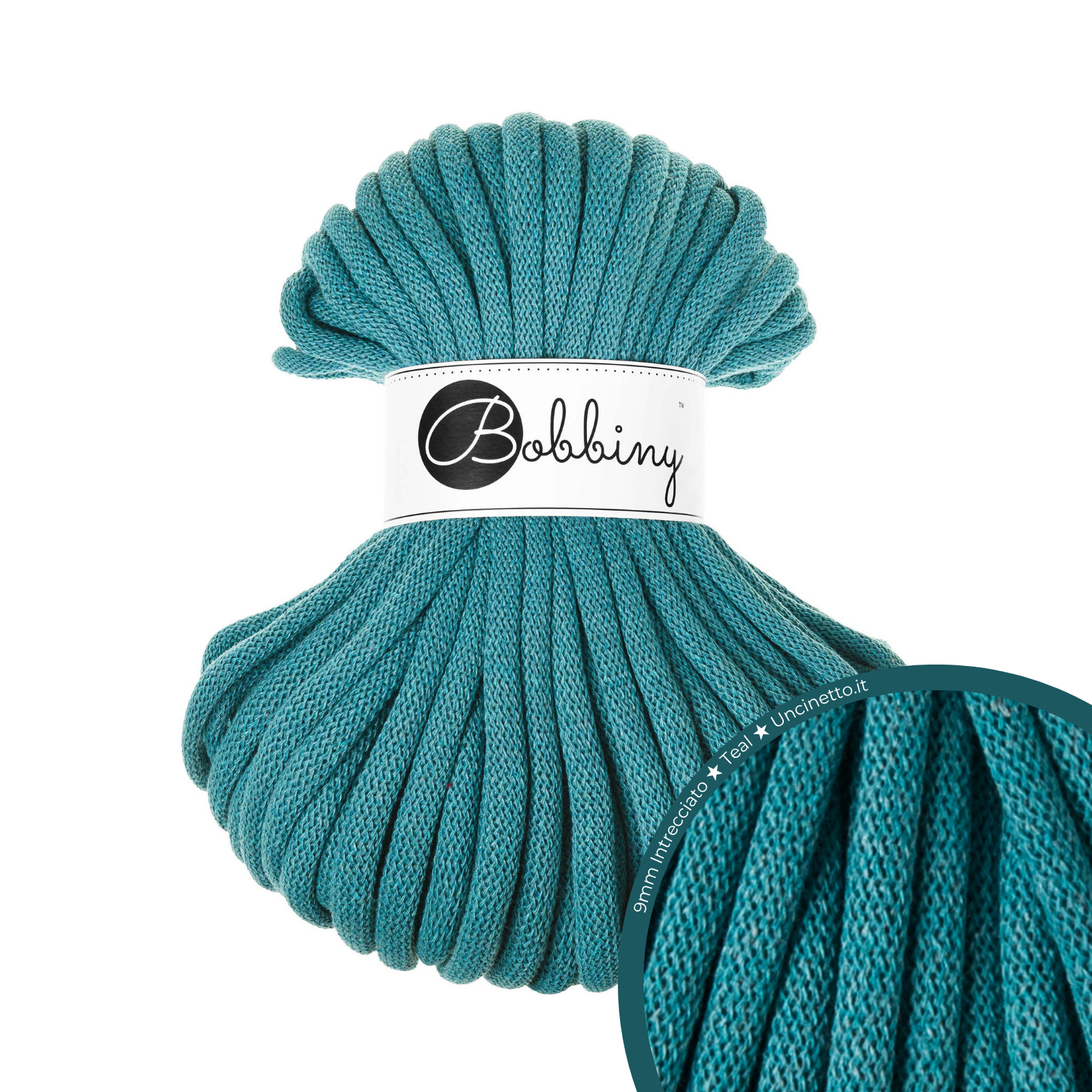 30 Metri - Bobbiny Intrecciato 9mm JUMBO - Teal (Verde Petrolio)