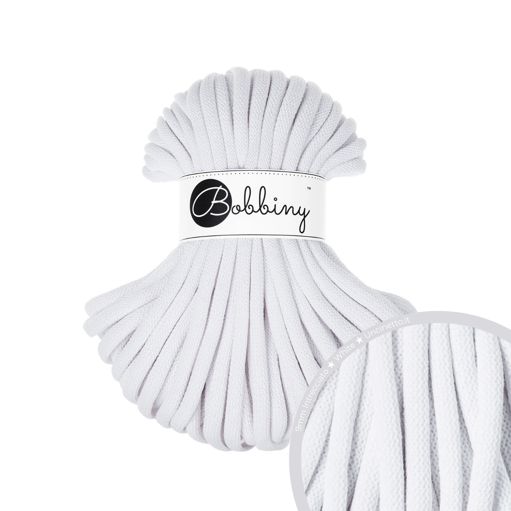 30 Metri - Bobbiny Intrecciato 9mm JUMBO - White (Bianco)