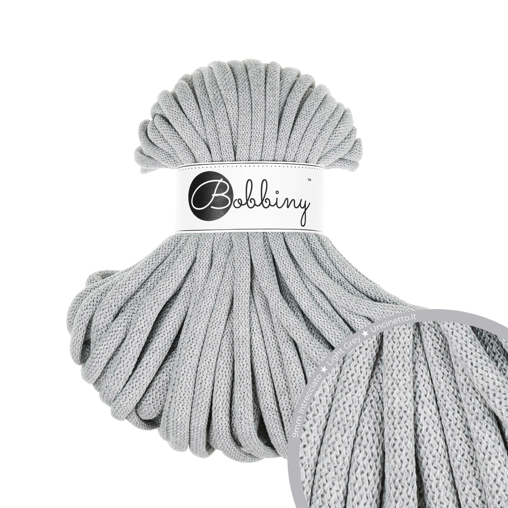 30 Metri - Bobbiny Intrecciato 9mm JUMBO - Light Grey (Grigio Chiaro)