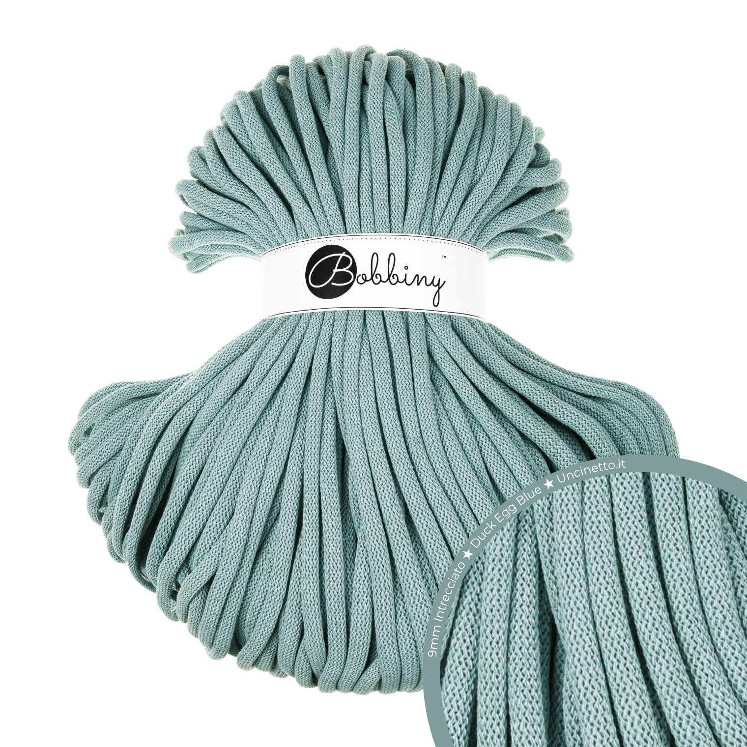 Bobbiny Intrecciato 9mm JUMBO - Duck Egg Blue (Blu Uovo d’Anatra)