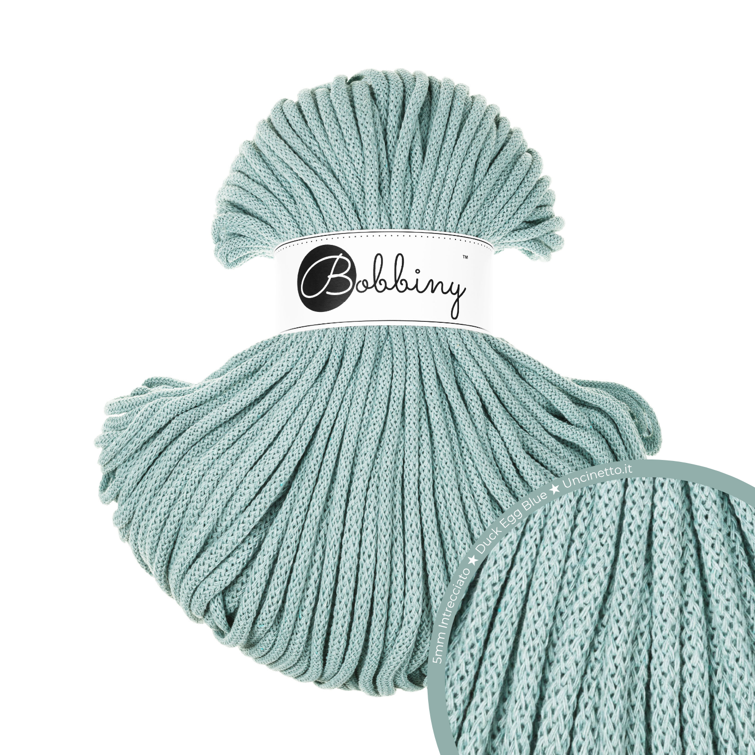 Bobbiny Intrecciato 5mm PREMIUM - Duck Egg Blue (Blu Uovo d’Anatra)