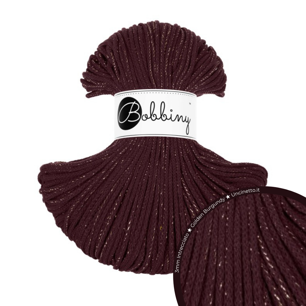 Bobbiny Intrecciato 5mm PREMIUM - Burgundy (Bordeaux)
