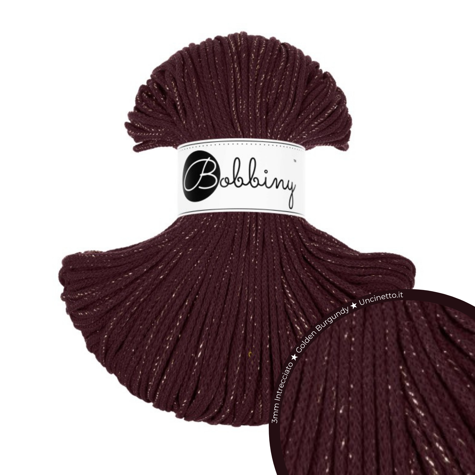 Bobbiny Intrecciato 5mm PREMIUM - Burgundy (Bordeaux)