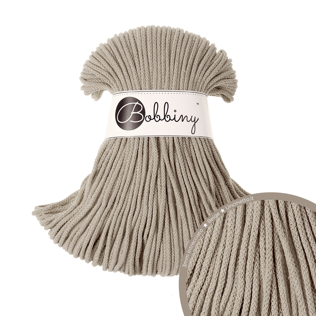 Bobbiny Intrecciato 3mm JUNIOR - Beige (Beige)