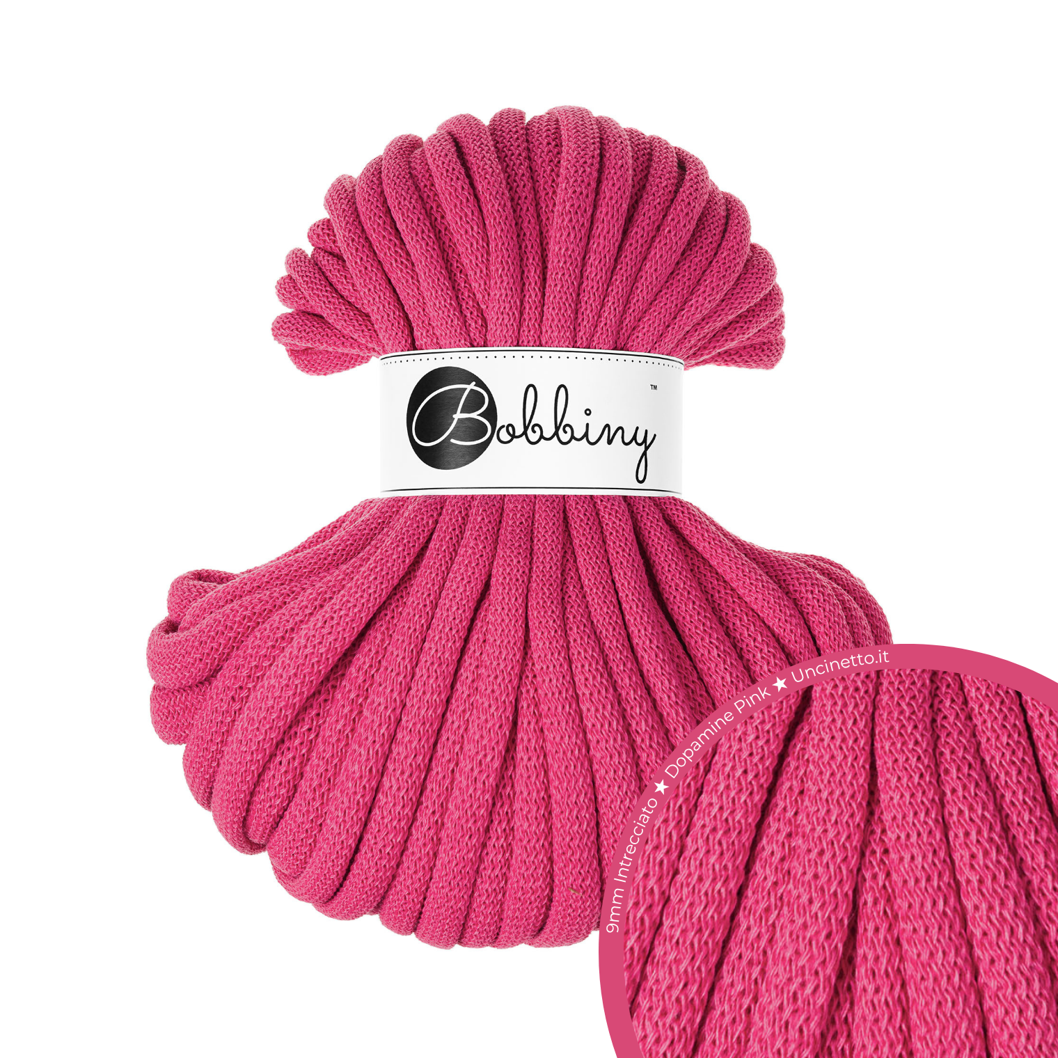 30 Metri - Bobbiny Intrecciato 9mm JUMBO - Dopamine Pink (Rosa Dopamina)