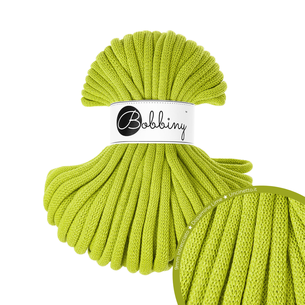 30 Metri - Bobbiny Intrecciato 9mm JUMBO - Dopamine Lime (Lime Dopamina)