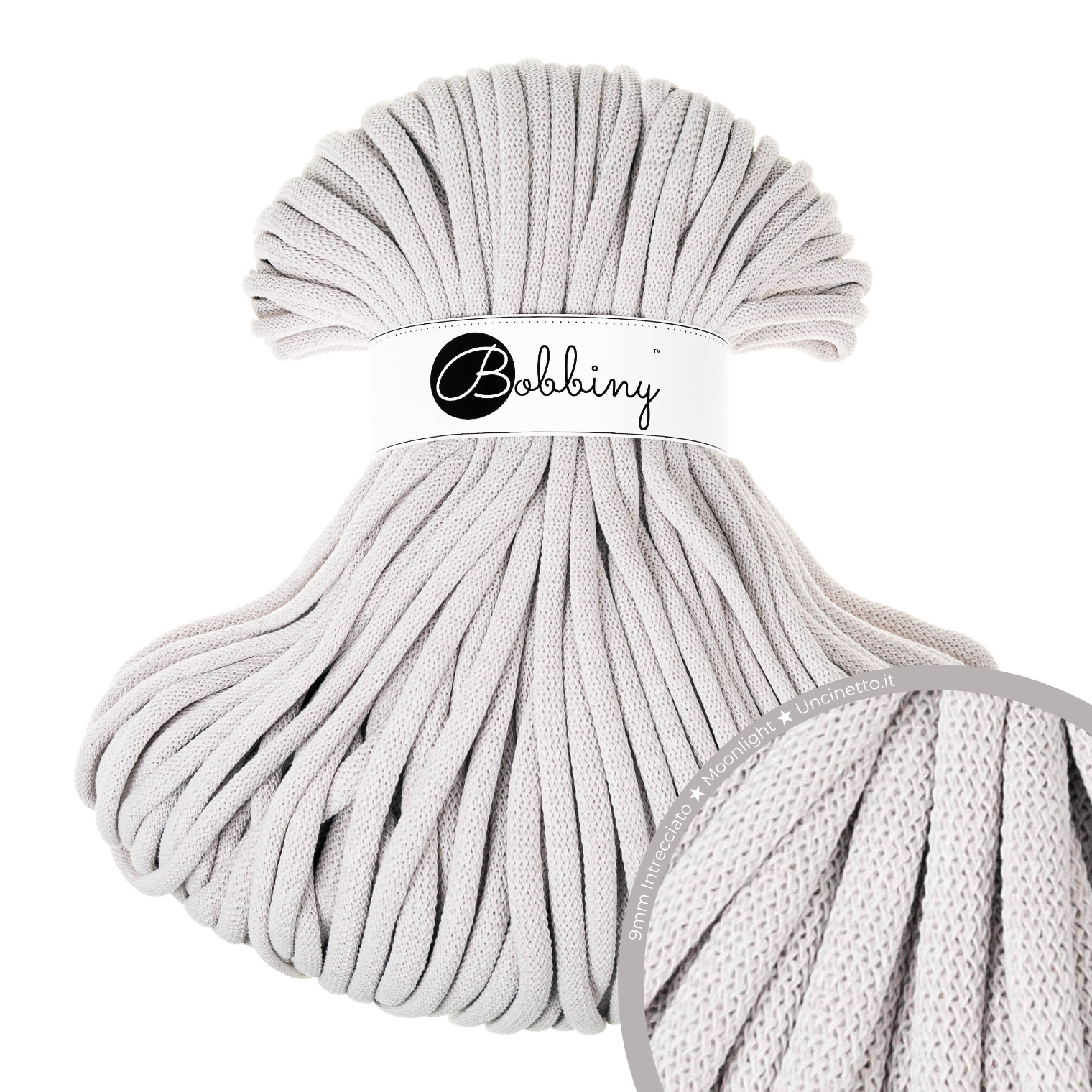 Bobbiny Intrecciato 9mm JUMBO - Moonlight (Chiaro di Luna)