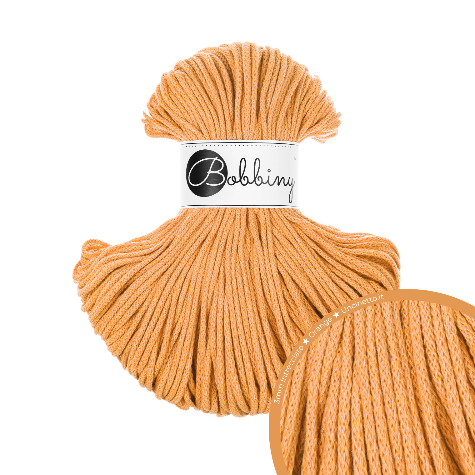 Bobbiny Intrecciato 3mm JUNIOR - Orange (Arancione)