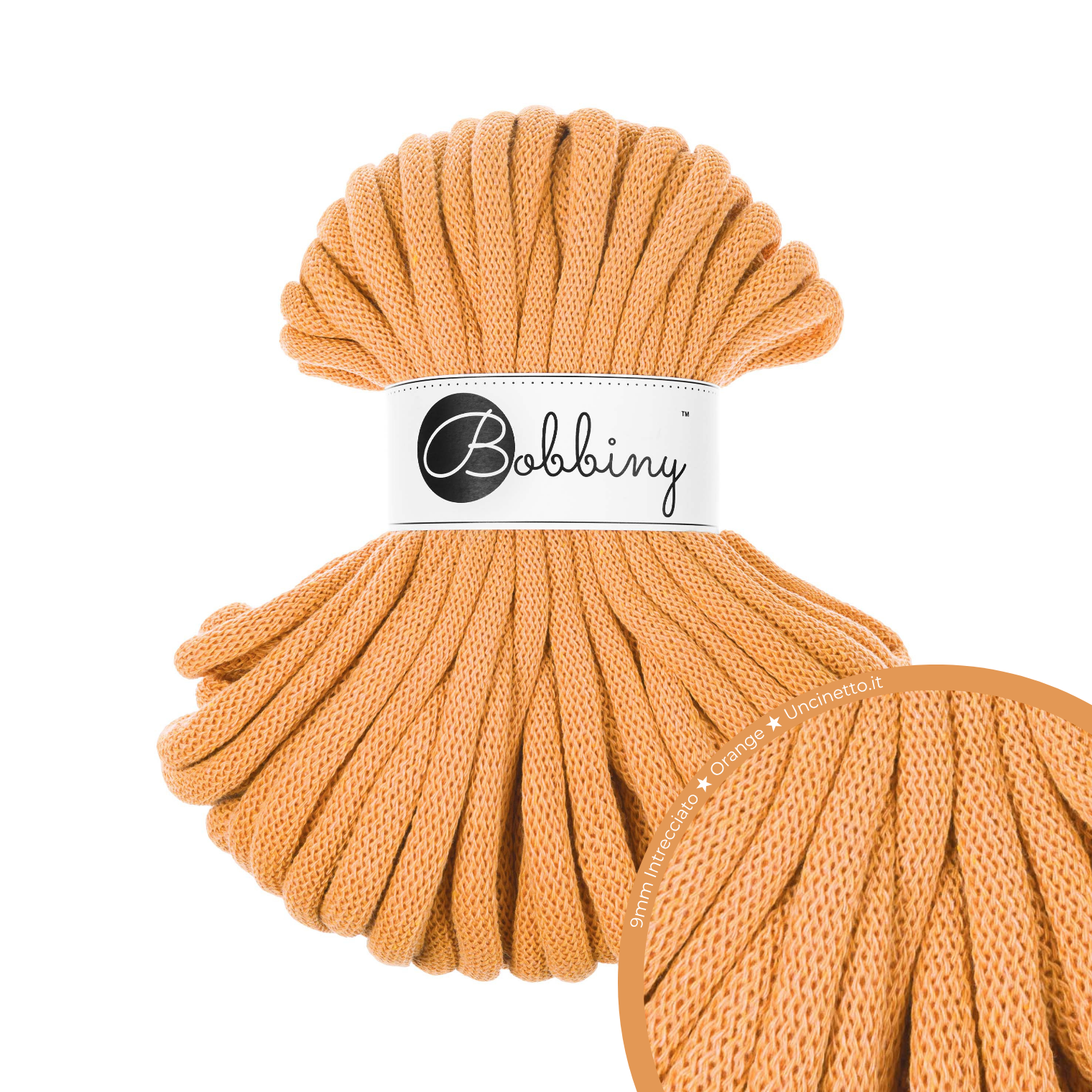 30 Metri - Bobbiny Intrecciato 9mm JUMBO - Orange (Arancione)