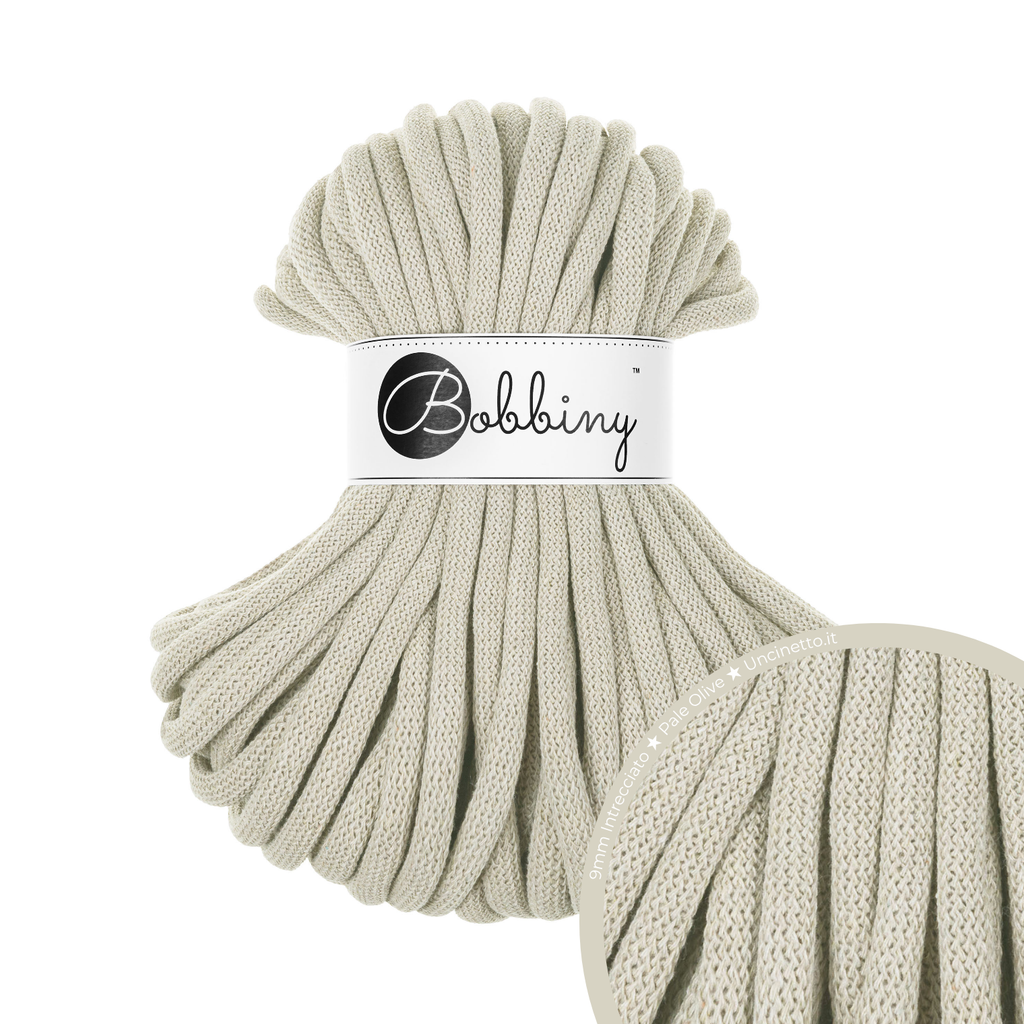 30 Metri - Bobbiny Intrecciato 9mm JUMBO - Pale Olive (Oliva Chiaro)
