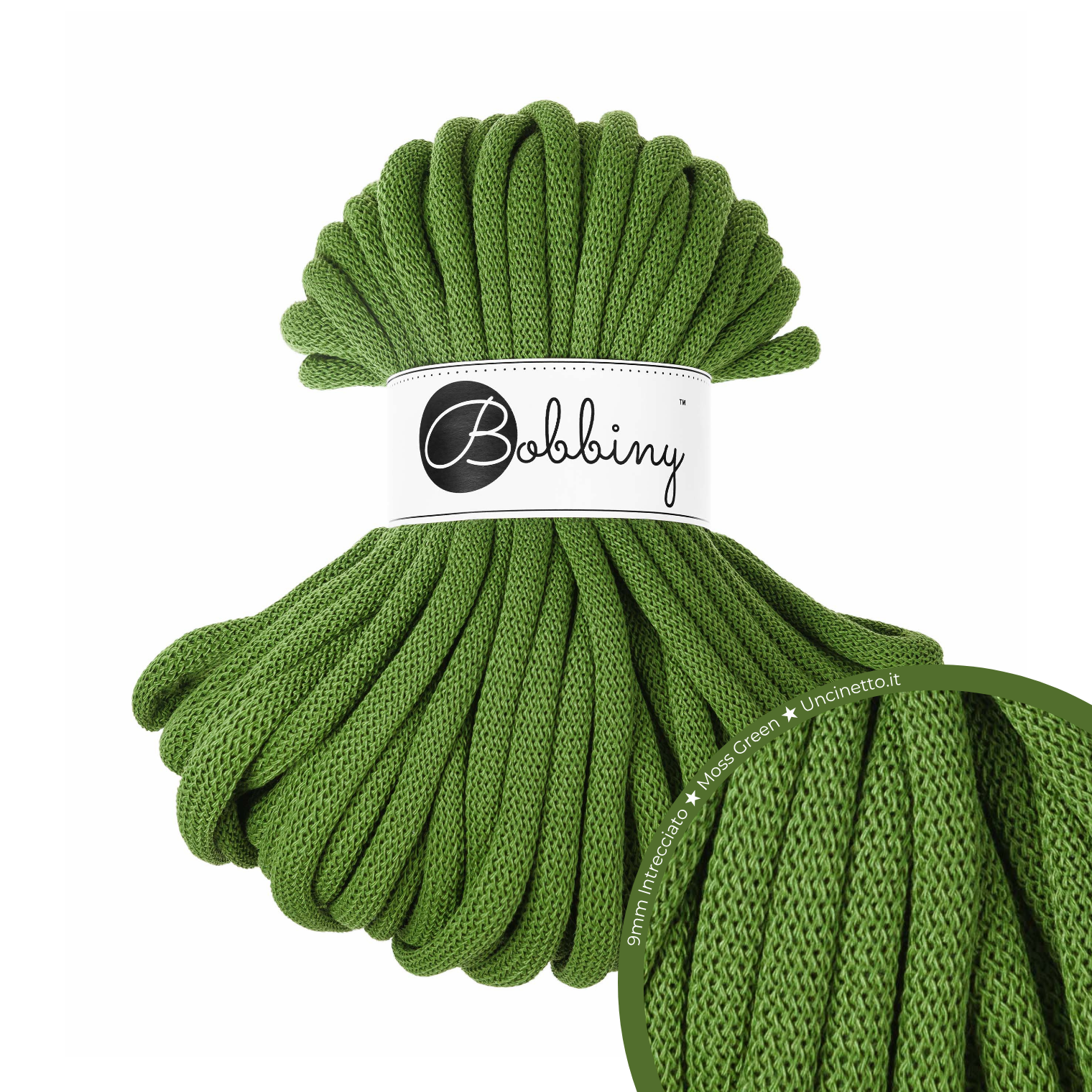 30 Metri - Bobbiny Intrecciato 9mm JUMBO - Moss Green (Verde Muschio)