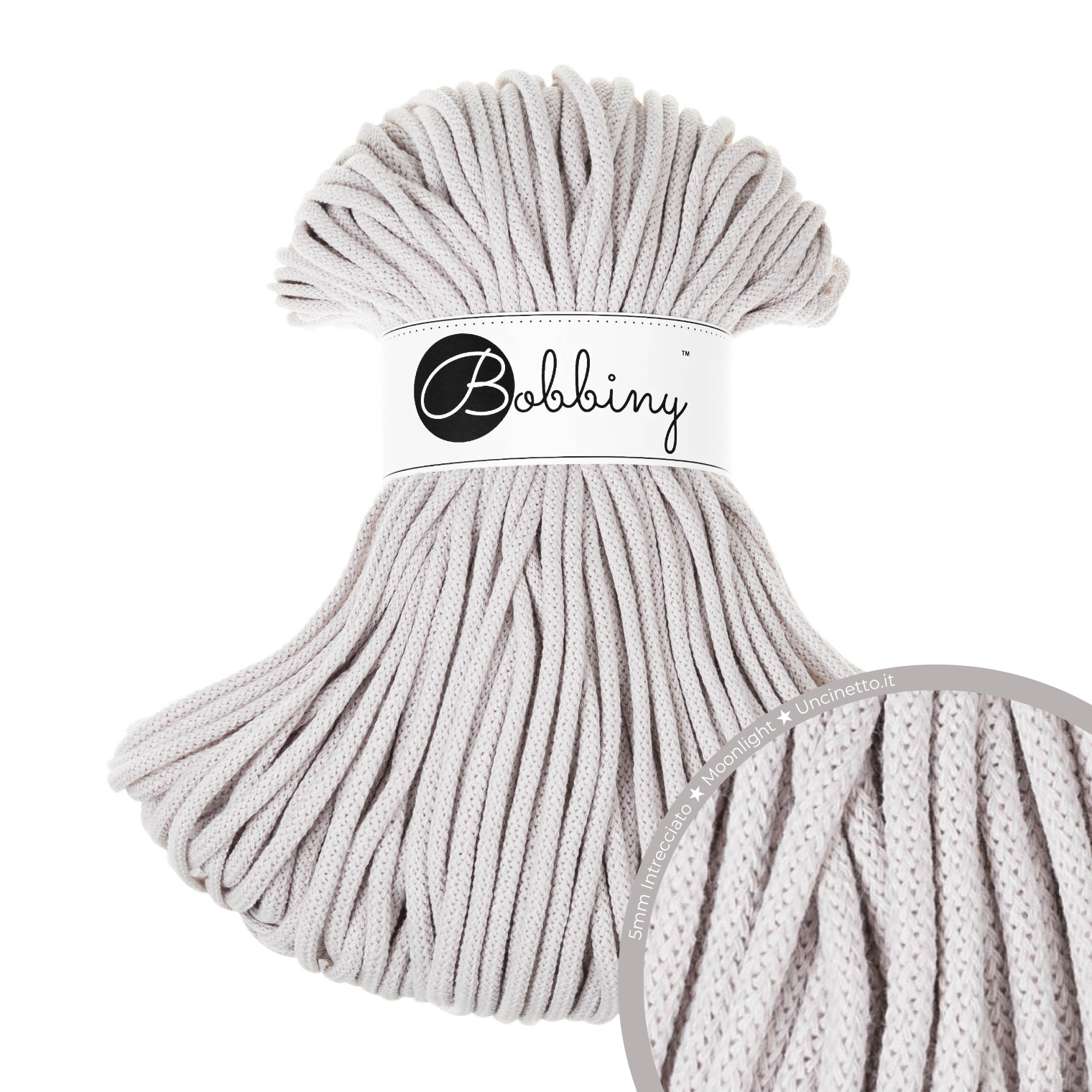 Bobbiny Intrecciato 5mm PREMIUM - Moonlight (Chiaro di Luna)