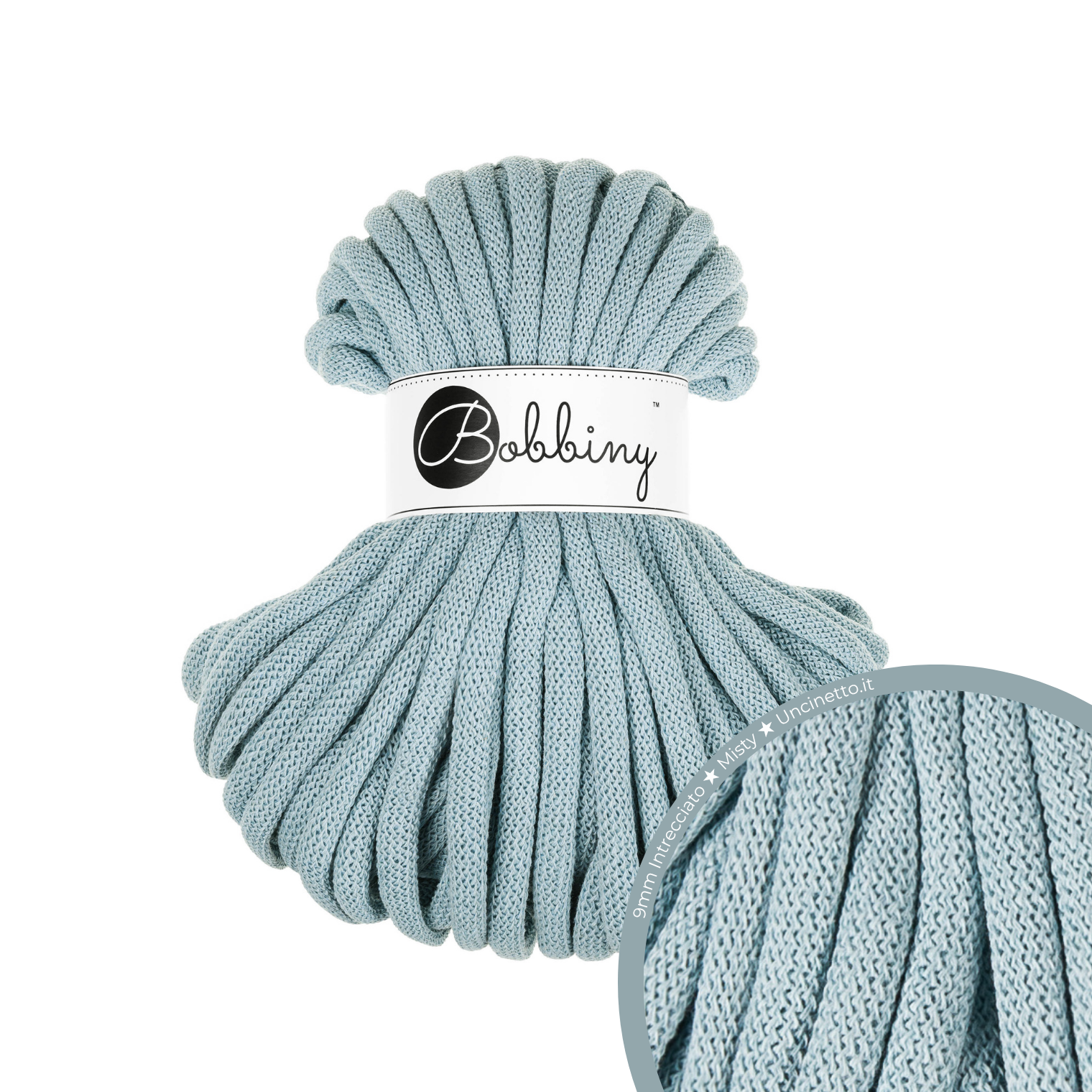 30 Metri - Bobbiny Intrecciato 9mm JUMBO - Misty (Nebbia)