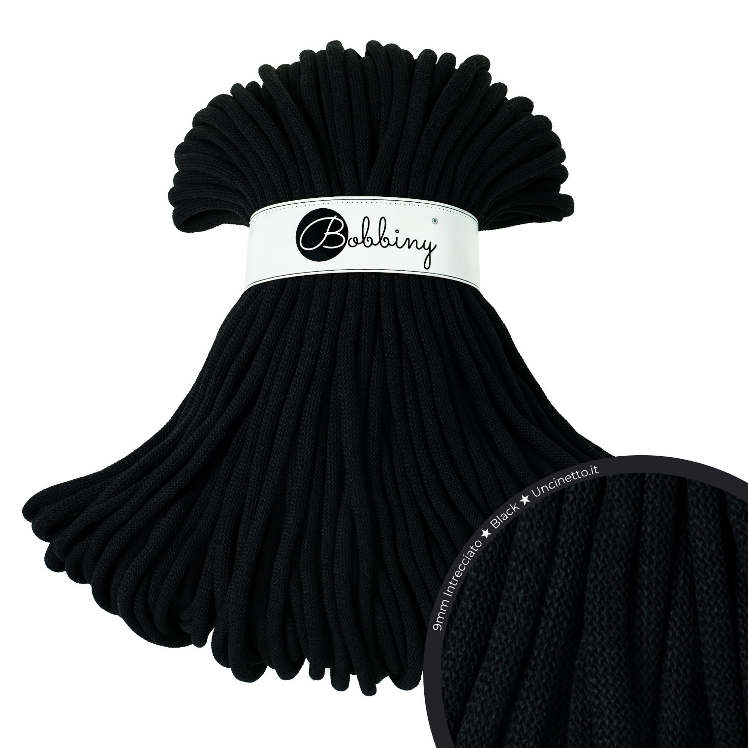 Bobbiny Intrecciato 9mm JUMBO - Black (Nero)