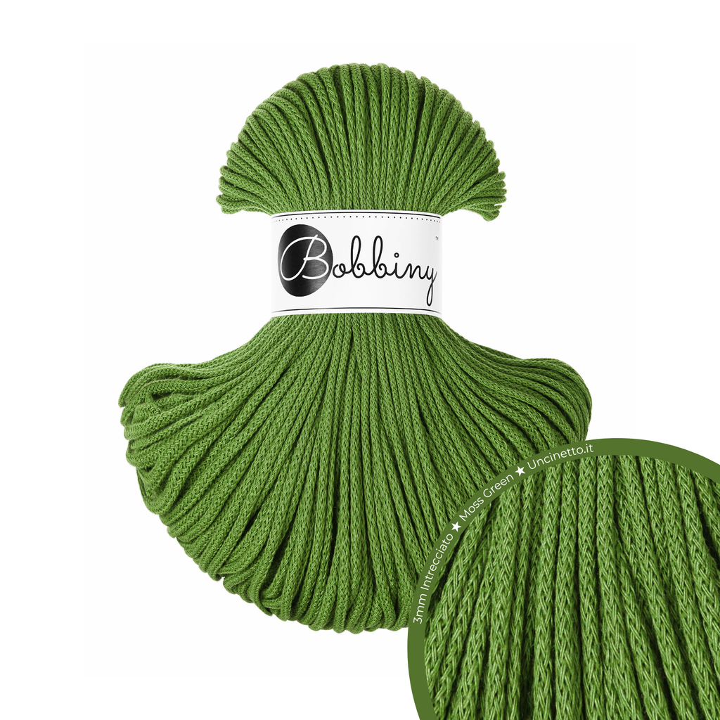 Bobbiny Intrecciato 3mm JUNIOR - Moss Green (Verde Muschio)