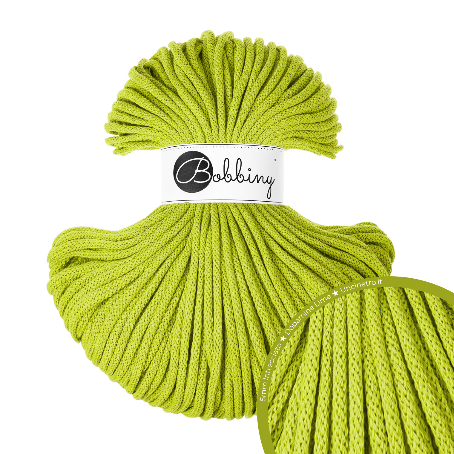 Bobbiny Intrecciato 5mm PREMIUM - Dopamine Lime (Lime Dopamina)