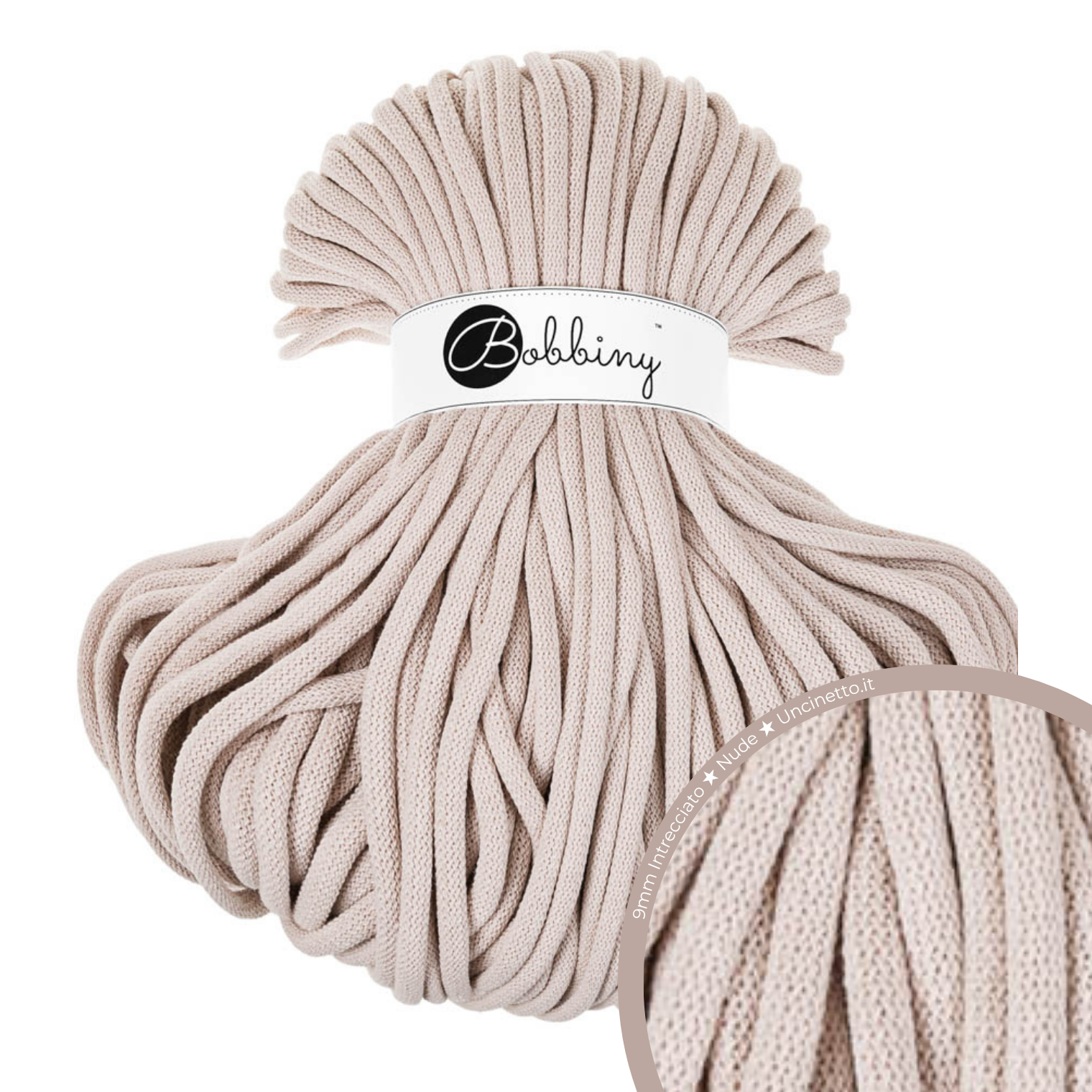 Bobbiny Intrecciato 9mm JUMBO - Nude (Nudo)