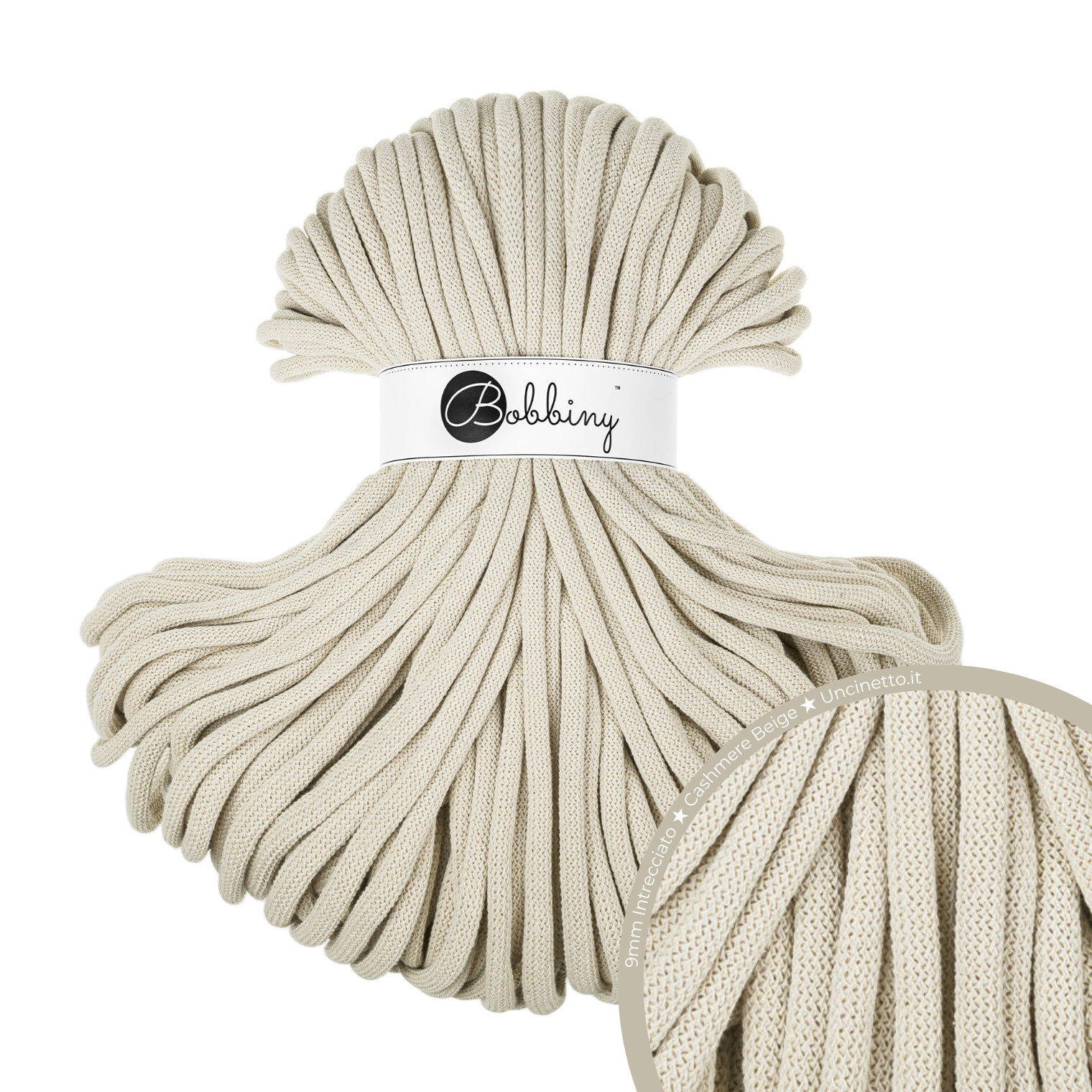 Bobbiny Intrecciato 9mm JUMBO - Cashmere Beige (Beige Cashmere)