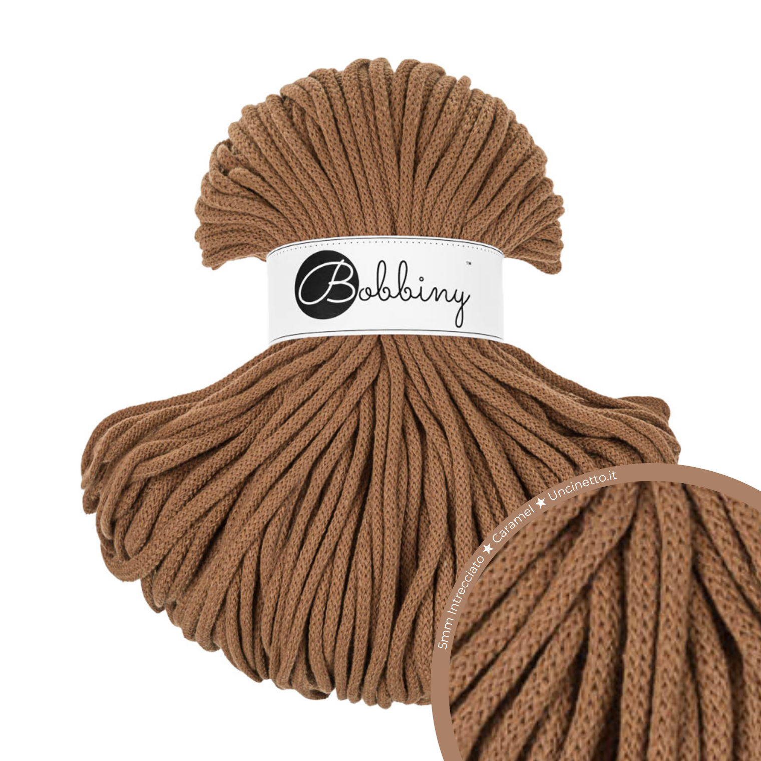 Bobbiny Intrecciato 5mm PREMIUM - Caramel (Caramello)