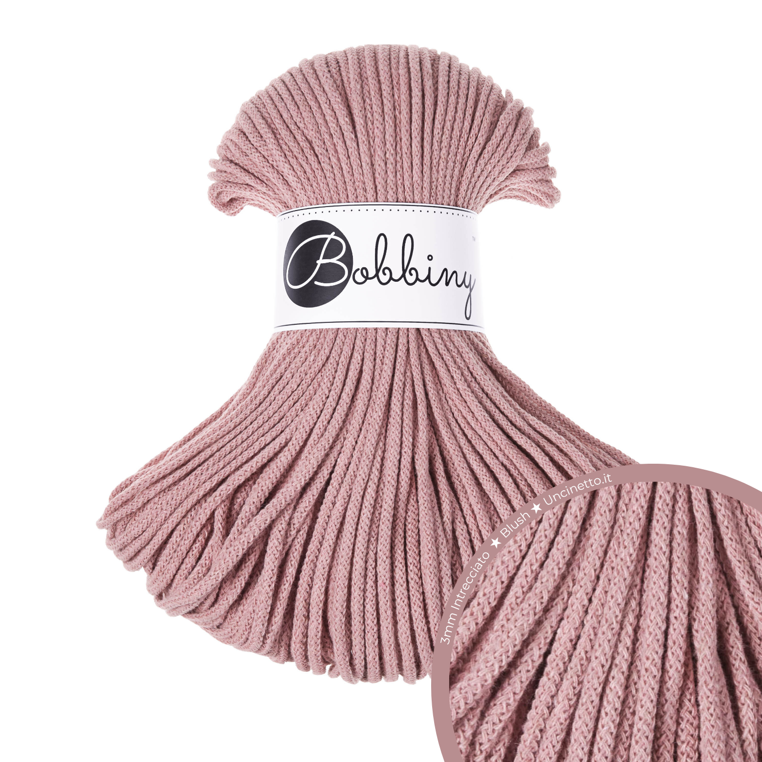 Bobbiny Intrecciato 3mm JUNIOR - Blush (Rosa Cipria)